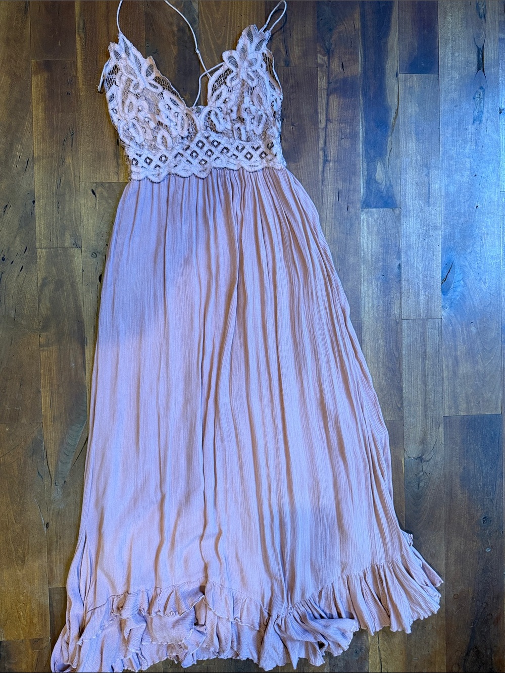 Free People Blush Pink Crochet Bodice Maxi Dress